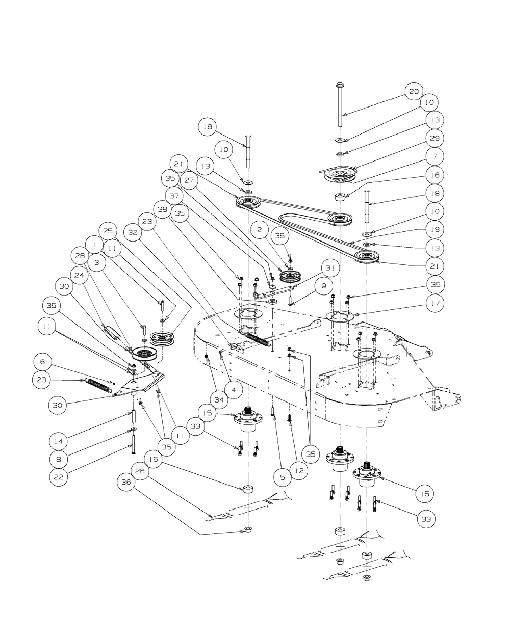 Deck Spindle Assembly 60-Inch Diagram and Parts List for S6031-KW 53AI8DU6050-31HP Cub Cadet Lawn Tractor